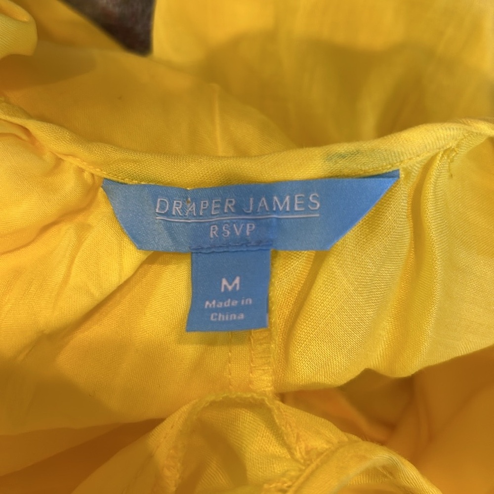 Draper James RSVP | Smocked Waist Yellow Linen Blend Dress | Medium - Picture 15 of 15